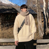 Winter Round Neck Knitwear Sweater For Men Thickened Pullover Warm Harajuku Male Knitted Loose Casual Clothing jinquedai