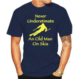 Jinquedai  Never Underestimate An Old Man on Skis T Shirt Men Adventure SKI Casual Tshirt Gift for Snowboarder Love Snowboarding Tee jinquedai