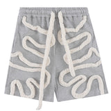 Men's Hip Hop Shorts Distortion Rope Harajuku Streetwear Sweatshorts Summer Loose Casual Short Pants jinquedai