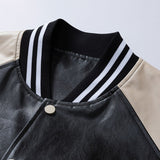 Autumn Men Hip Hop Casual PU Leather Jackets  Baseball Uniform Bomber Jackets For Men's Youth Trend College Varsity Clothing jinquedai