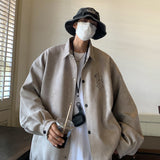 High class, super good-looking coat, male fashion ins, spring and autumn fat man, large American vintage, suede embroidered jinquedai