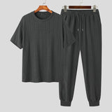 Ropa De Hombre Summer Plus Size Men's Casual Suit Men's Ice Silk Retro Chinese Style Short-sleeved T-shirt Two-piece Suit jinquedai