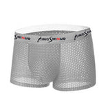 Mens Boxers Mesh Ice Silk Thin Boxer Sexy U Convex Panties Breathable Underwear Summer New Trunks Shorts Lingerie Shorts jinquedai