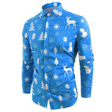 Men Long Sleeve Shirt 2022 New Fashion Casual Print Turn-down Collar Large Size Christmas Shirts Men Clothing jinquedai
