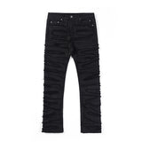 Heavy Industry Hole Frayed Destruction Waxed Jeans Mens High Street Retro Straight Ripped Pencil Pants Oversize Denim Trousers jinquedai