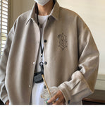 High class, super good-looking coat, male fashion ins, spring and autumn fat man, large American vintage, suede embroidered jinquedai