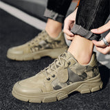 Casual shoes men's wild trend breathable Outdoor sports shoes running Tennis sneakers Winter leather Work Shoes Camouflage jinquedai