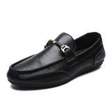 Casual Men Leather Shoes Luxury Brand Slip on Formal Loafers Moccasins Italian Black Male Driving Flat Breathable Solid jinquedai