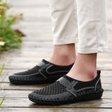 Jinquedai Summer Men&#39;s Shoes Loafers Breathable Casual Style Mesh Loafers Genuine Leather Brand Shoes Moccasins Man Soft Luxury Sneakers jinquedai