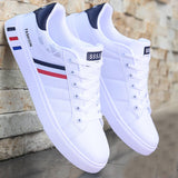 Mens Casual Shoes Lightweight Breathable for Men Flat Lace-Up Sneakers White Business Travel Tenis Masculino jinquedai