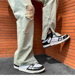 American split hole jeans men's summer Retro High Street straight pants ins loose thin beggar pants B jinquedai