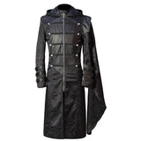 Mens Hooded Trench Coat Medieval Gothic Windbreaker Jacket Men Vampire Renaissance Victorian Frock Coat Men Halloween Costume jinquedai