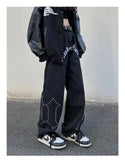 Jinquedai 2022 High Street Letter Embroidery Black Oversize Men Hip Hop Jeans Trousers Harajuku Straight Women Baggy Vintage Denim Pants jinquedai