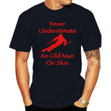 Jinquedai  Never Underestimate An Old Man on Skis T Shirt Men Adventure SKI Casual Tshirt Gift for Snowboarder Love Snowboarding Tee jinquedai