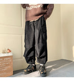 Autumn Winter Corduroy Pants Men Fashion Oversize Pocket Cargo Pants Men Streetwear Hip Hop Loose Straight Pants Mens Trousers jinquedai