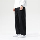 Jinquedai  Men Casual Pants Loose Straight Wide Leg Pants Men New Retro Streetwear Skateboard Neutral Trousers Fashion Solid Color Pants jinquedai