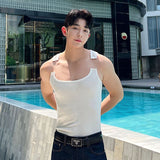 New Fashion Male Vest Patchwork Personality Sleeveless Top Men's Solid Color Slim T-shirt Spring Trendy jinquedai