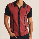Men's Luxury Clothing Knit Short Sleeve Polo Shirt Casual Streetwear Lapel Button Down Cardigan Breathable Tops Summer jinquedai