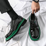 Spring Luxury Platform Leather Shoes Men Lace-Up Casual Shoe Patent Leather Men High Quality Thick Sole Fashion Oxford Men Shoes jinquedai