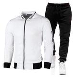 New Men Sets Fashion Sporting Suit Brand Patchwork Zipper Sweatshirt +Sweatpants Mens Clothing 2 Pieces Sets Slim Tracksuit jinquedai