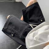 Summer Denim Shorts Men Fashion Retro Pocket Denim Shorts Mens Japanese Streetwear Hip Hop Loose Straight Cargo Jeans Shorts Men jinquedai