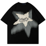 Men Oversized T Shirt Star Splicing Harajuku Streetwear Tshirts Man Fashion Casual Loose Cotton Hip Hop Y2K T-shirt Tops jinquedai