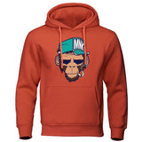 European American Style Personality Smoking Monkey Hoodie Mens Fashion Loose Sweatshirt Fashion Hoodies Casual Fleece Streetwear jinquedai