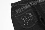 Jinquedai Chic Star Letter Embroidery Black Hip Hop Men Straight Jeans Trousers Streetwear Male Baggy Denim Pants New Fashion Spodnie jinquedai