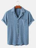 Men Clothing Men's Loose Corduroy Breathable Short-sleeved Casual Shirts Fashion Lapel Plus Size Camisas Para Hombre