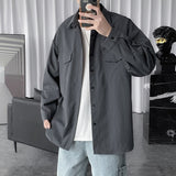 Jinquedai Fashion Long-sleeved Men Cargo Shirts Casual 6 Color 5XL Vintage Blouse For Man Top Chemise Spring Male Pockets Tops jinquedai