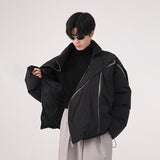 Men's Wear Winter New Korean Fashion Loose Personality Pleated Color Design Cotton Male Jacket Contrast Male Tops jinquedai