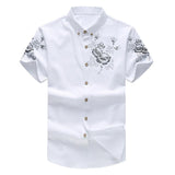 Jinquedai Summer Fashion Printing Design Chinese Style Male Slim Fit Short-Sleeved Shirt Business Casual Shirt Mens Pius Size 5XL 6XL jinquedai