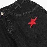 Jinquedai Chic Star Letter Embroidery Black Hip Hop Men Straight Jeans Trousers Streetwear Male Baggy Denim Pants New Fashion Spodnie jinquedai