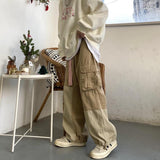 Jinquedai Baggy Black Cargo Pants for Men Khaki Cargo Trousers Male Vintage Loose Casual Autumn Japanese Streetwear Hip Hop jinquedai