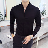 Jinquedai  New style Male spring long sleeve shirts/Men's High quality Stand collar pure cotton Business shirts/Plus size S-5XL jinquedai