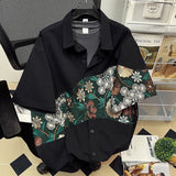 Summer Embroidered Shirts Men Fashion Casual Flower Shirts Mens Japanese Streetwear Loose Short Sleeve Shirts Men Plus Size jinquedai