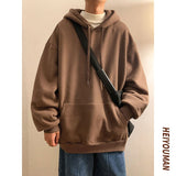 Autumn Cotton Hoodies Men Fashion Solid Color Casual Hooded Sweatshirt Men Streetwear Hip Hop Loose Pullover Hoodie Mens Hoody jinquedai