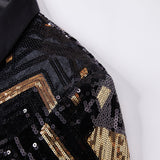 Shiny Black Gold Sequins Suits Blazers Men Jacket Brand Slim Fit Shawl Lapel Tuxedo Blazer Men Party Stage Singer Clothing jinquedai