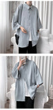 Jinquedai Summer Men Shirts Korean Style Loose Male Shirts Solid Color Short Sleeve Tops Man Baggy Casual Couple Clothes jinquedai