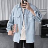 Jinquedai Fashion Long-sleeved Men Cargo Shirts Casual 6 Color 5XL Vintage Blouse For Man Top Chemise Spring Male Pockets Tops jinquedai