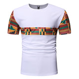 White Patchwork African Dashiki T Shirt Men Summer New Short Sleeve African Clothes Streetwear Casual Camisetas Hombre XXL jinquedai