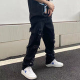 Jinquedai  Jeans Men's Letter Embroidery Ripped Holes Straight Retro Punk Pants Fashionable Hip-hop Streetwear Men S-3XL jinquedai