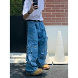 Autumn and winter new American retro multi-pocket overalls Y2K hip-hop trend for men and women loose straight wideleg pants jinquedai