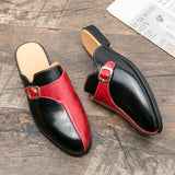 Designer Brand Luxury Black Half Shoes For Men Leather Shoes Mens Mules Casual Slides Slippers Sandals Men Fashion Mocassin jinquedai