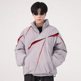 Men's Wear Winter New Korean Fashion Loose Personality Pleated Color Design Cotton Male Jacket Contrast Male Tops jinquedai