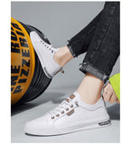 Mens Casual Shoes Lightweight Breathable for Men Flat Lace-Up Sneakers White Business Travel Tenis Masculino jinquedai