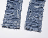 Retro Hole Ripped Distressed Jeans for Men Straight Washed Harajuku Hip Hop Loose Denim Trousers Vibe Style Casual Jean Pants jinquedai