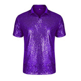 Men's T-shirts New Fashion Casual Short Sleeve Folded Sequins 10 Color Disco Nightclub Party T-Shirt Top Men's Clothing jinquedai