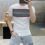 Jinquedai Summer Knitted T-shirt Men High Quality Short Sleeve Casual T-Shirt Ice Silk Breathable Streetwear Round Neck Tee Tops jinquedai