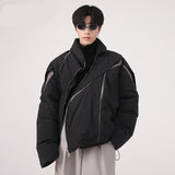 Men's Wear Winter New Korean Fashion Loose Personality Pleated Color Design Cotton Male Jacket Contrast Male Tops jinquedai